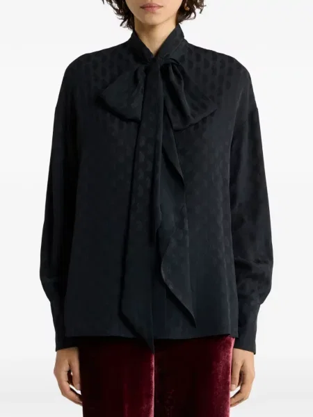 Cămașă Etro de mătase cu model paisley negru