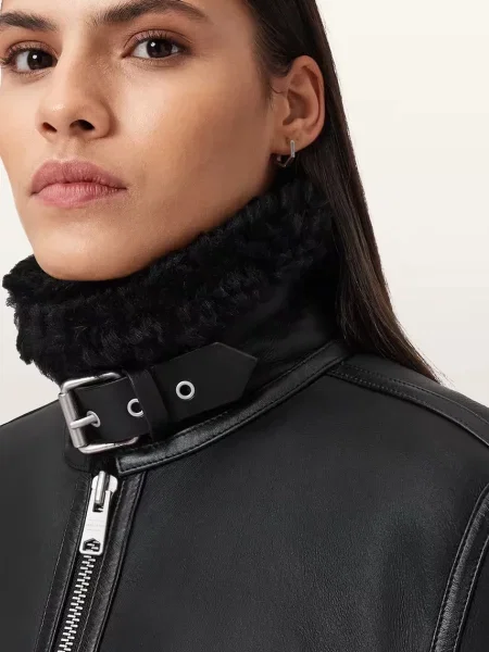 Кожаная куртка Allsaints черная