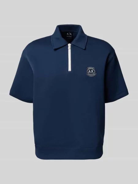 Koszulka polo o kroju loose fit z wyhaftowanym logo Armani Exchange niebieskie