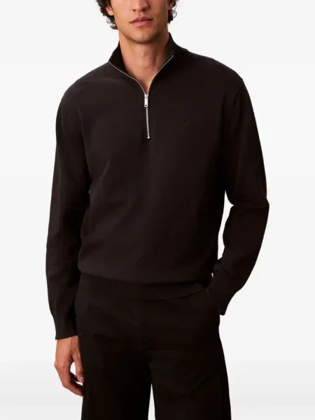 Pulover Calvin Klein de jumătate de fermoar negru