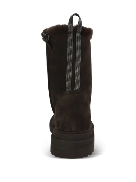 Botine Brunello Cucinelli din piele de oaie maro