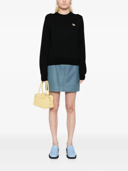 Pulover Maison Kitsune cu broderie negru