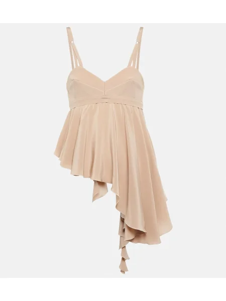 Top Victoria Beckham de mătase bej