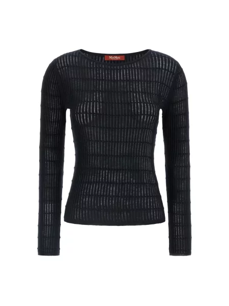 Sweter Max Mara Studio wełniany w paski niebieski