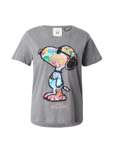 PRINCESS GOES HOLLYWOOD Tričko Snoopy Pop svetlomodrá / žltá / sivá melírovaná čierna