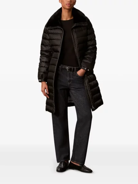 Gulerat geacă Calvin Klein cu blană negru