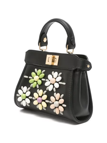 Virágos gyöngyös shopper táska Fendi fekete