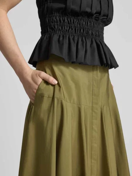 Bluzka koszulowa o kroju regular fit z haftem angielskim model ‘SESIA’ Max Mara Studio khaki