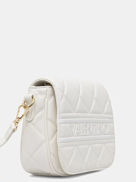 Lniana torebka crossbody Valentino pikowana biała