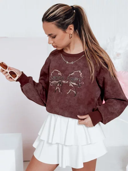 Bluza krótka oversize z motywem tie-dye DENVIS bordowa Dstreet