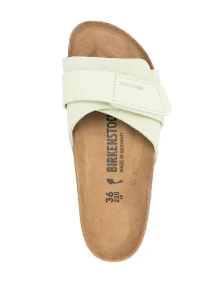Sandale Birkenstock din piele de căprioară fără toc verde
