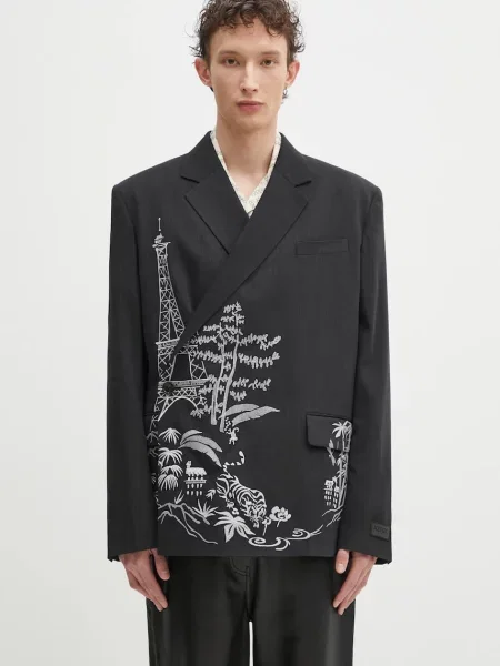 Kenzo blézer gyapjú keverékből férfi fekete