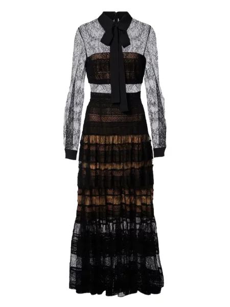 Rochie midi Elie Saab din dantelă până la genunchi de costum negru