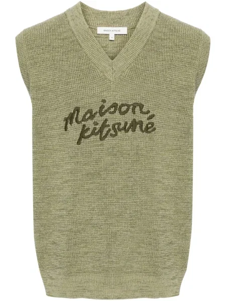 Vestă Maison Kitsune cu broderie verde