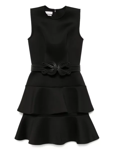 Rochie midi Saiid Kobeisy cu volane până la genunchi de costum negru