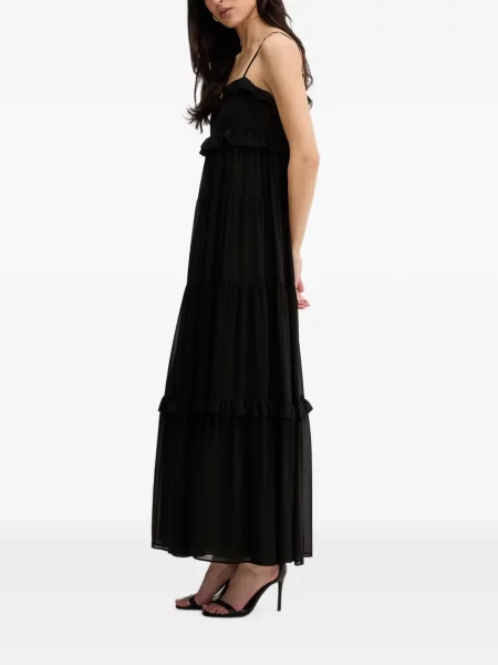 Cu centură rochie Michael Kors Collection din piele cu cataramă negru