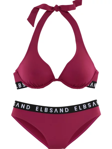 Elbsand Costum de baie două piese gri deschis / mov zmeură negru