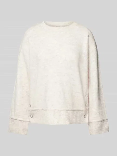 Sweter z dzianiny z prążkowanymi wykończeniami model ‘MULLE’ Free/quent biały