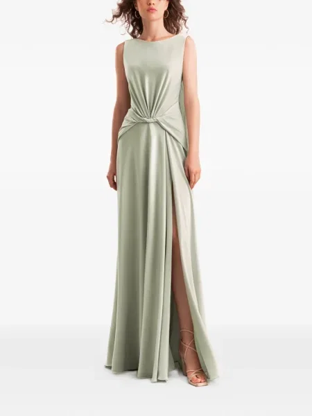 Rochie de satin Gemy Maalouf din satin drapat verde