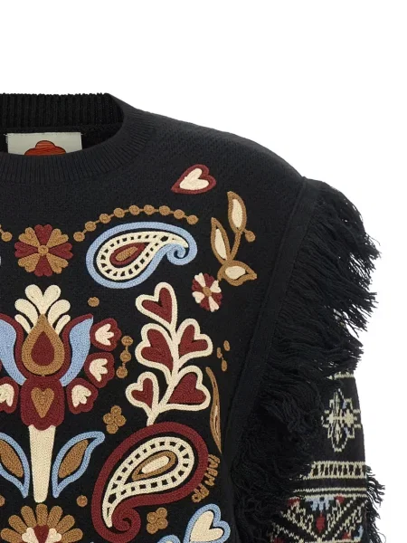 Pulover Farm Rio cu broderie negru