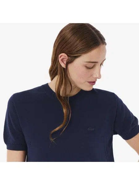 Lacoste Sweter Z Krótkim Rękawem 3D Knit niebieski