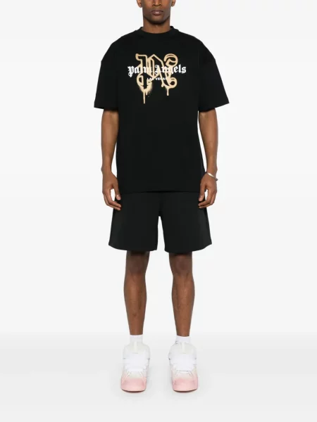Raštuotas marškinėliai Palm Angels juoda