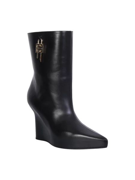 Botki Givenchy skórzane na koturnie czarne
