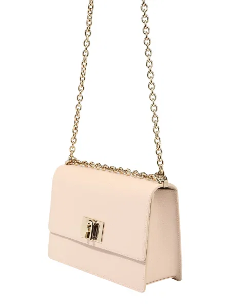 Кожена чанта Furla розово