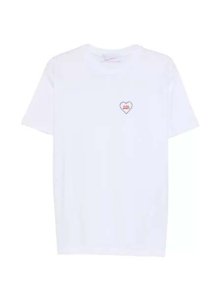 Tricou Giada Benincasa cu broderie cu motiv cu inimi alb