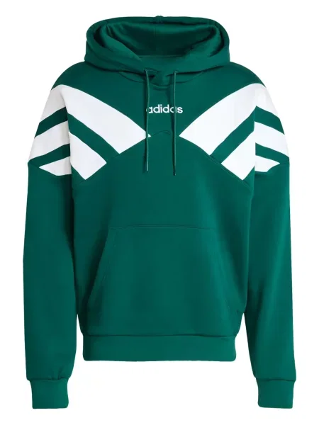 Prugasta majica Adidas s vezom od brušene kože zelena