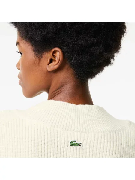 Lacoste Sweter Świąteczny Z Wełnianym Dekoltem W Serek Lacoste