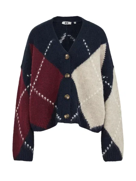 WE Fashion Cardigan dimensiuni mari bej / albastru închis / roşu închis alb