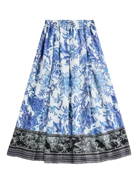 Fustă midi Fay cu model floral cu imagine până la genunchi alb