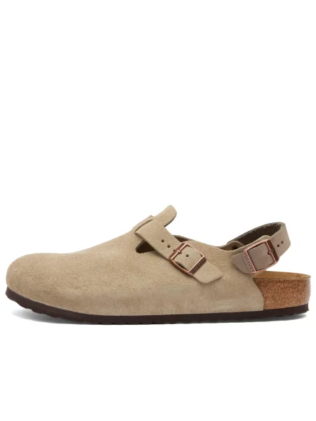 Birkenstock klapki zamszowe Tokio beżowy