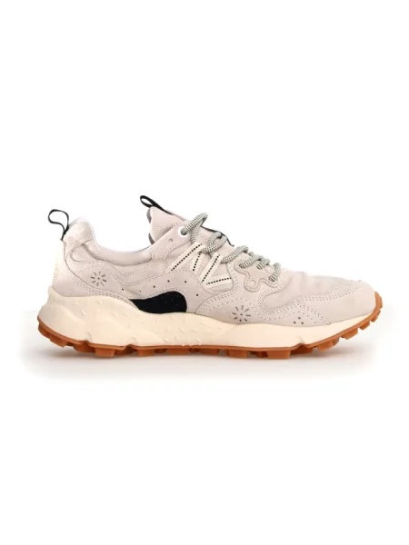 Sneakersy Flower Mountain w kwiatki skórzane beżowe