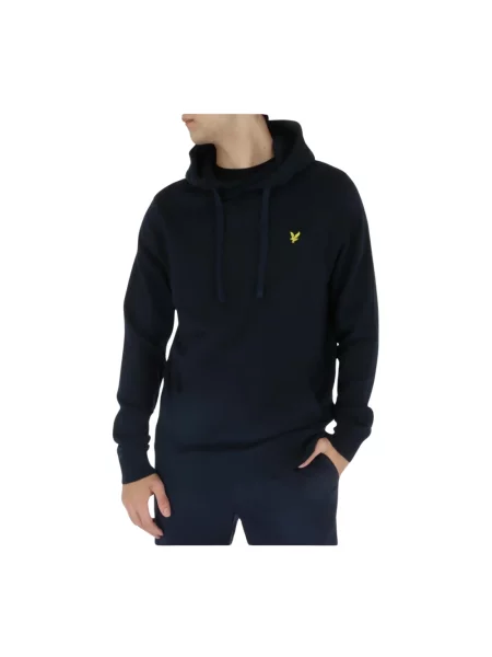 Bluza z kapturem Lyle & Scott z kapturem klasyczna z logo niebieska
