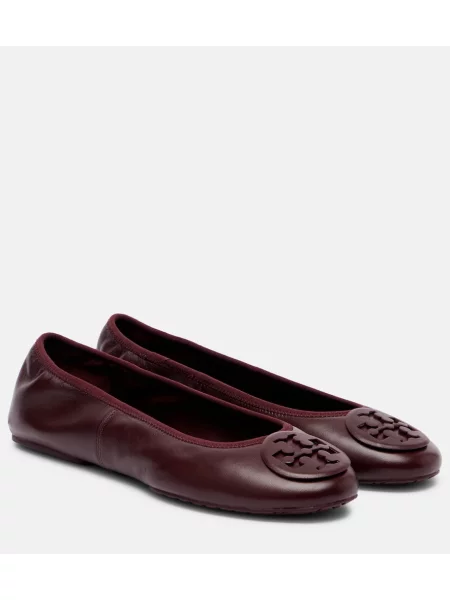 Balerini Tory Burch din piele bordo