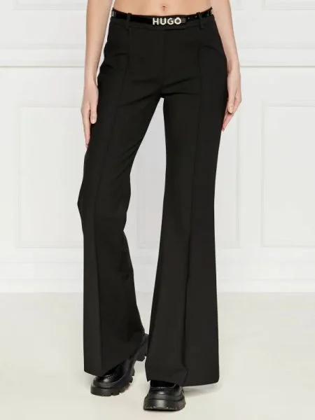 HUGO Pantaloni Hosena | flare fit negru