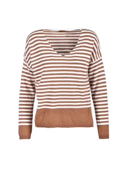 Sweter Ebarrito wełniany brązowy