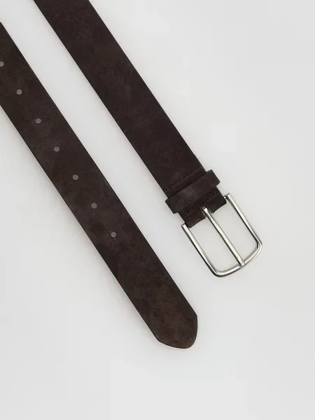 Reserved Ремінець з комбінованих матеріалів темно коричневий