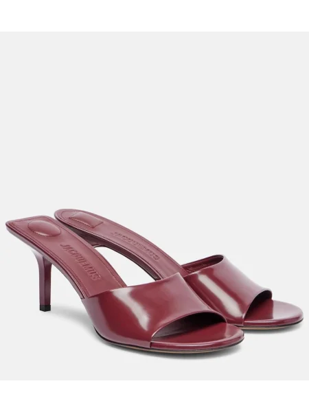 Papuci tip mules Jacquemus din piele bordo