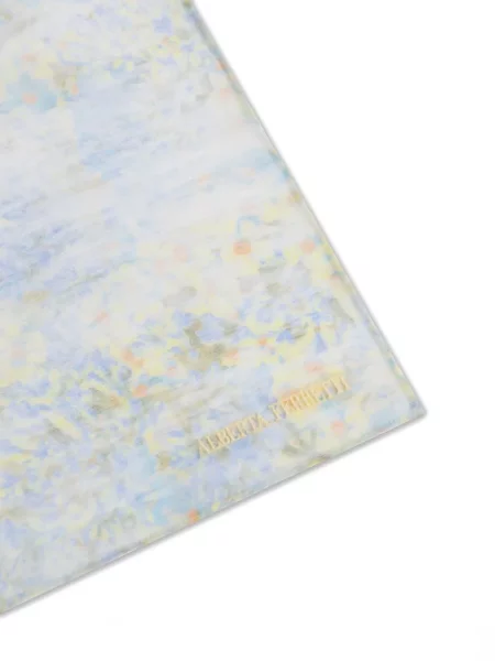 Fular Alberta Ferretti de mătase cu model floral albastru
