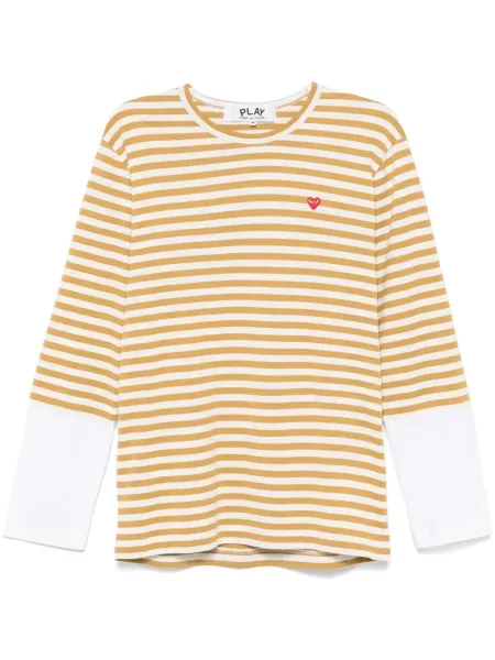 Tricou Comme Des Garcons Play cu motiv cu inimi galben