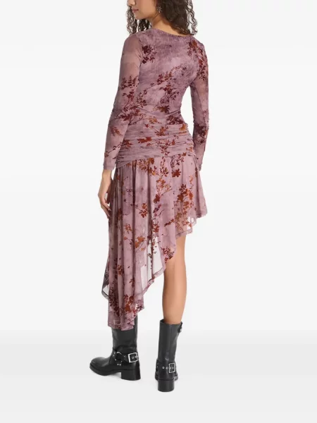 Rochie Desigual cu model floral cu imagine asimetrică violet