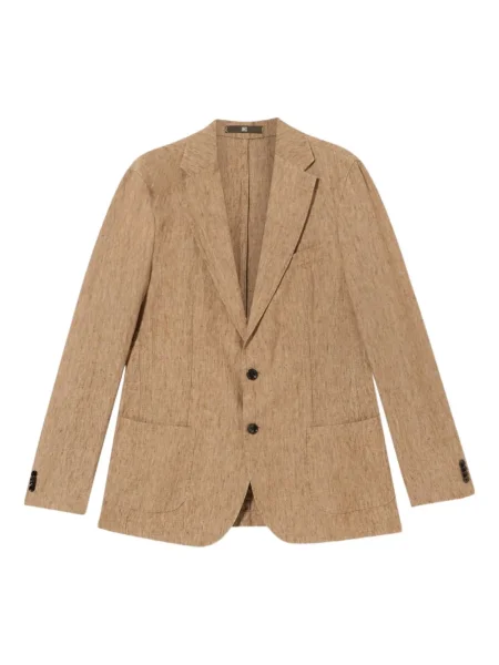 Lněné jednořadé sako Brooks Brothers hnědé