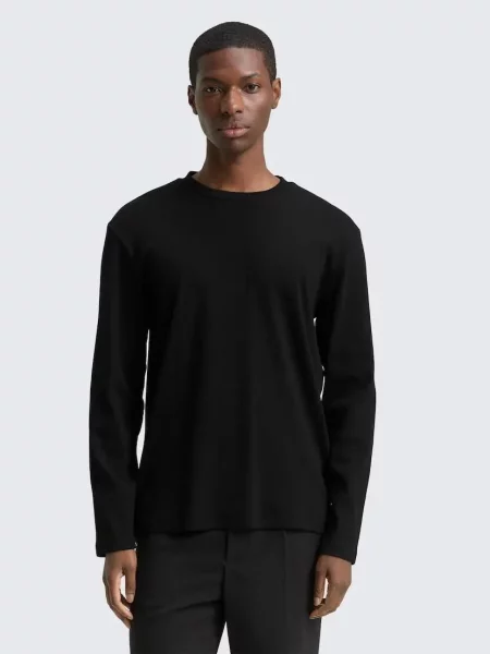 KOSZULKA DŁUGI RĘKAW TOM TAILOR LONGSLEEVE L czarna