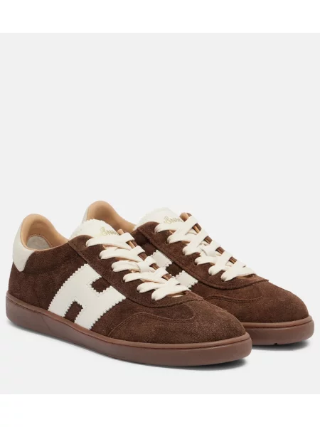 Sneakerși Hogan din piele de căprioară maro
