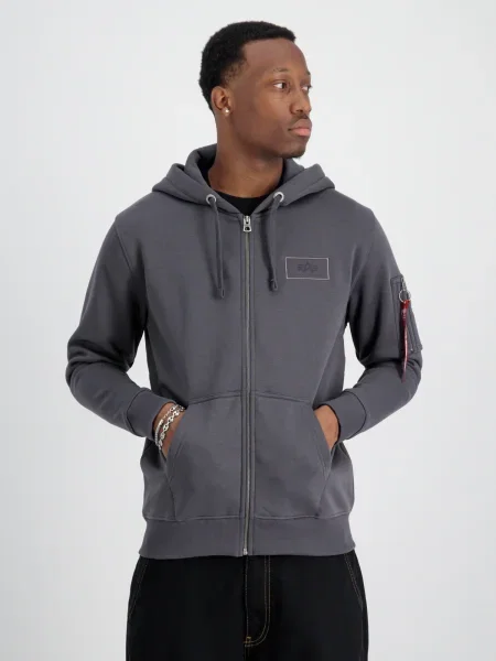 Alpha Industries pánska mikina Back Print Zip vintage šedá