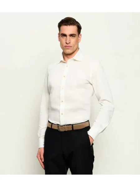 Eleventy Cămașă DANDY | cu adaos de in alb