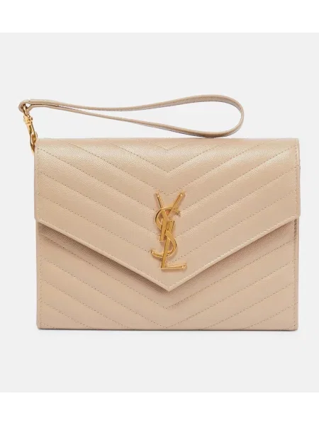 Kožené psaníčko Saint Laurent béžové